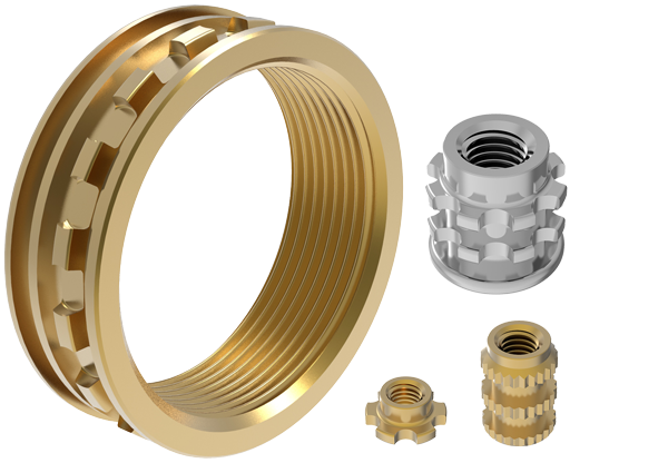 Threaded brass and 316 stainless steel inserts for rotomolding